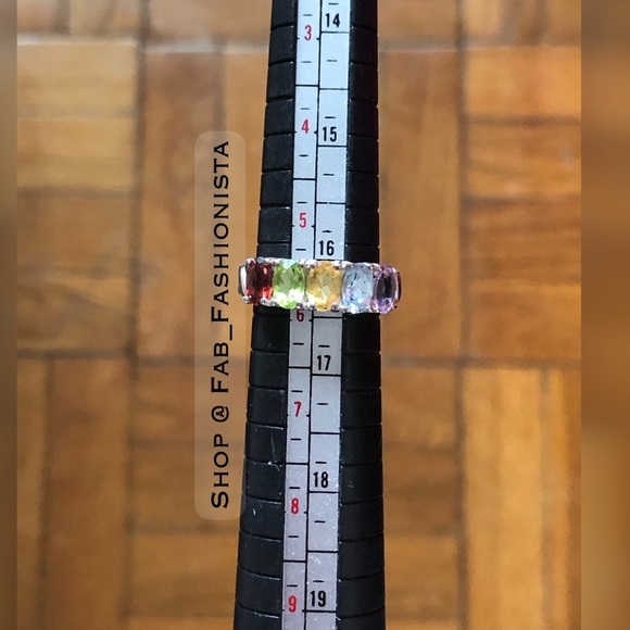 Multi-Stone Gemstone Rainbow Ring Sterling Silver size 5.75 - Picture 9 of 10